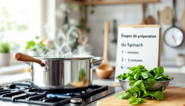 découvrez notre guide complet sur le temps de cuisson des épinards frais à l'eau. apprenez à les préparer parfaitement afin de savourer tous leurs bienfaits et leur délicieuse saveur. idéal pour sublimer vos plats et impressionner vos convives!