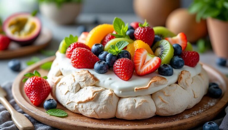découvrez notre délicieuse recette de pavlova, une meringue croquante surmontée de fruits frais juteux. parfaite pour impressionner vos invités ou pour un dessert léger, cette recette vous guide pas à pas pour réaliser ce classique de la pâtisserie. savourez un mélange parfait de textures et de saveurs.